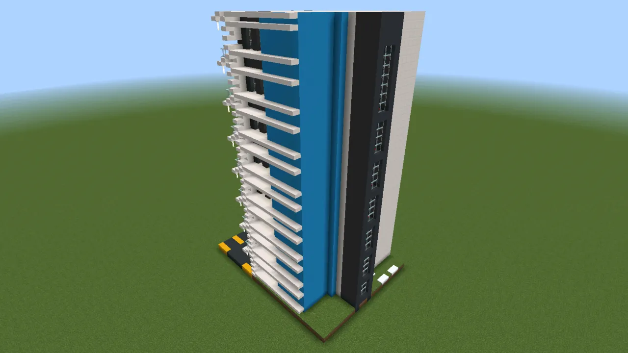 Modern White Office Tower, modern office building, seen from the front right