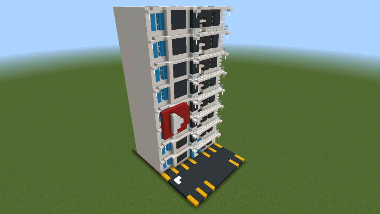 Modern White Office Tower, modern office building, seen from the back left