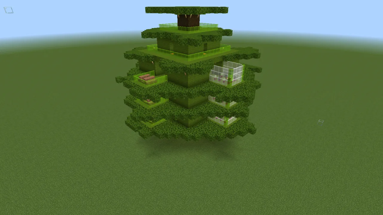 Organic Green Treehouse, fantasy house, seen from the back left