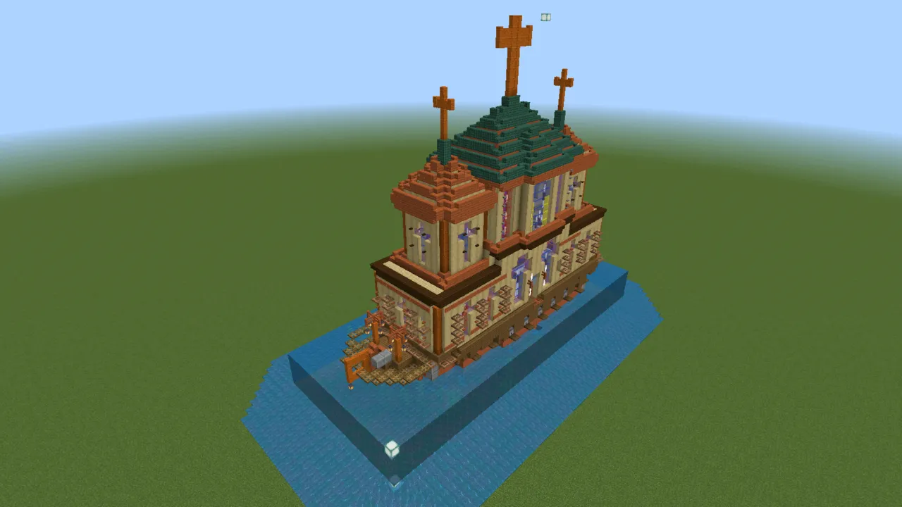 Sacred Ship Vessel, fantasy ship, seen from the front right