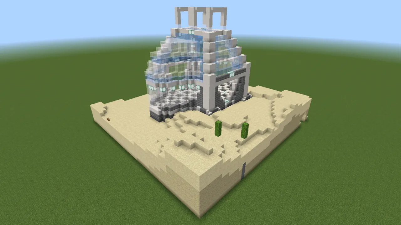 Sleek Quartz and Stone Base, modern base, seen from the back right