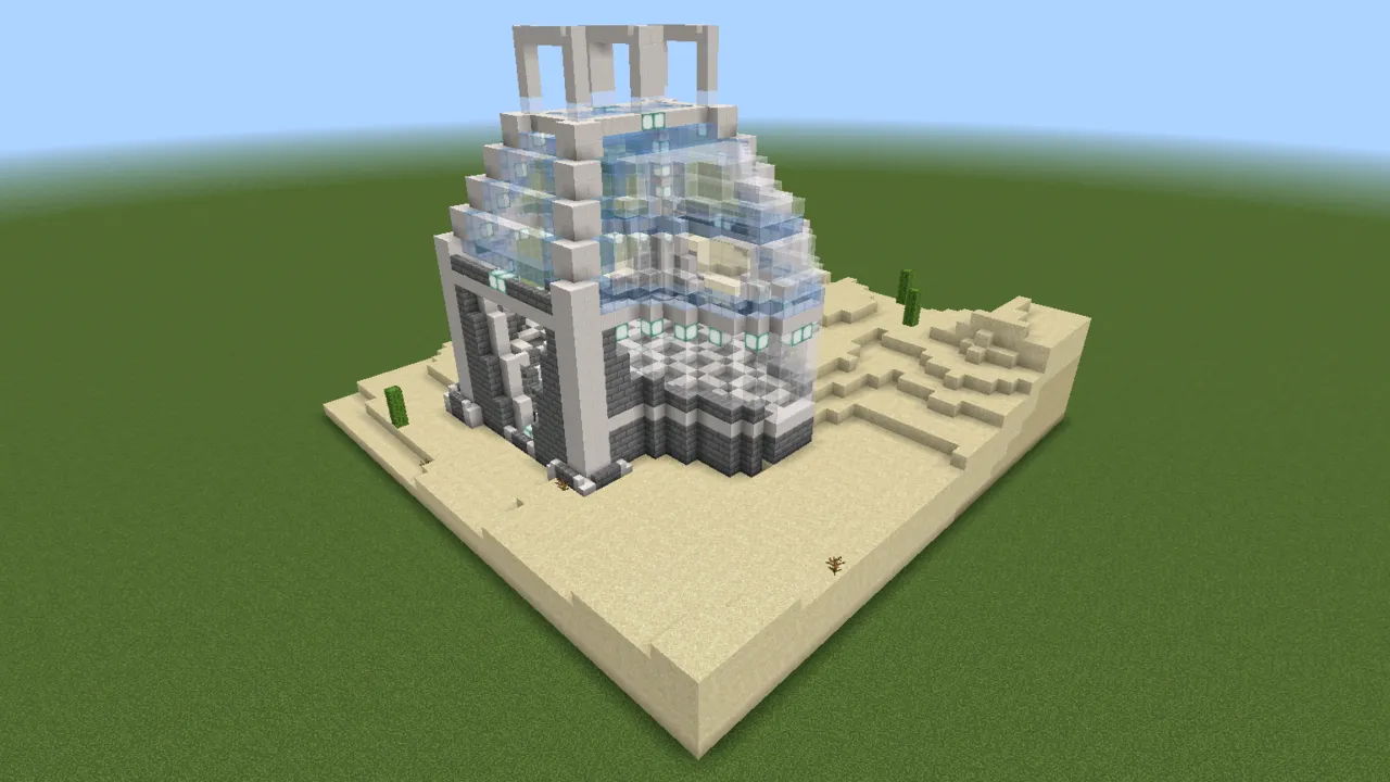 Sleek Quartz and Stone Base, modern base, seen from the back left