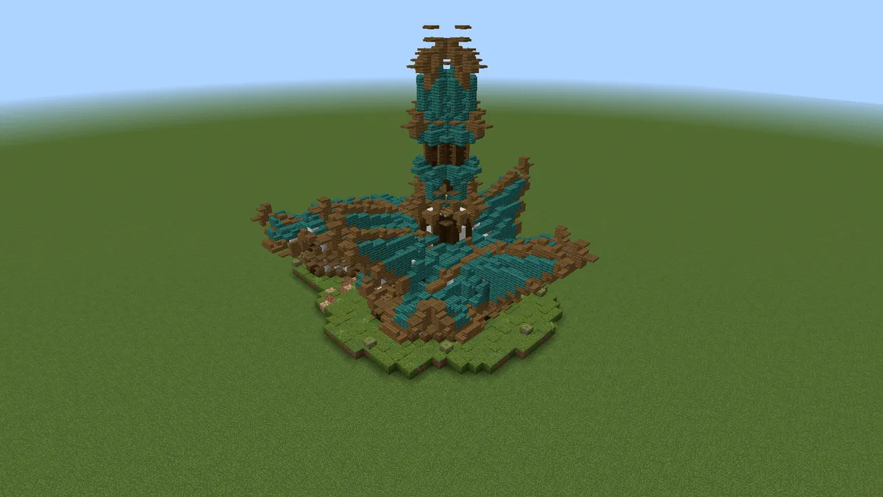 Teal Spire Cottage, fantasy house, seen from the front left