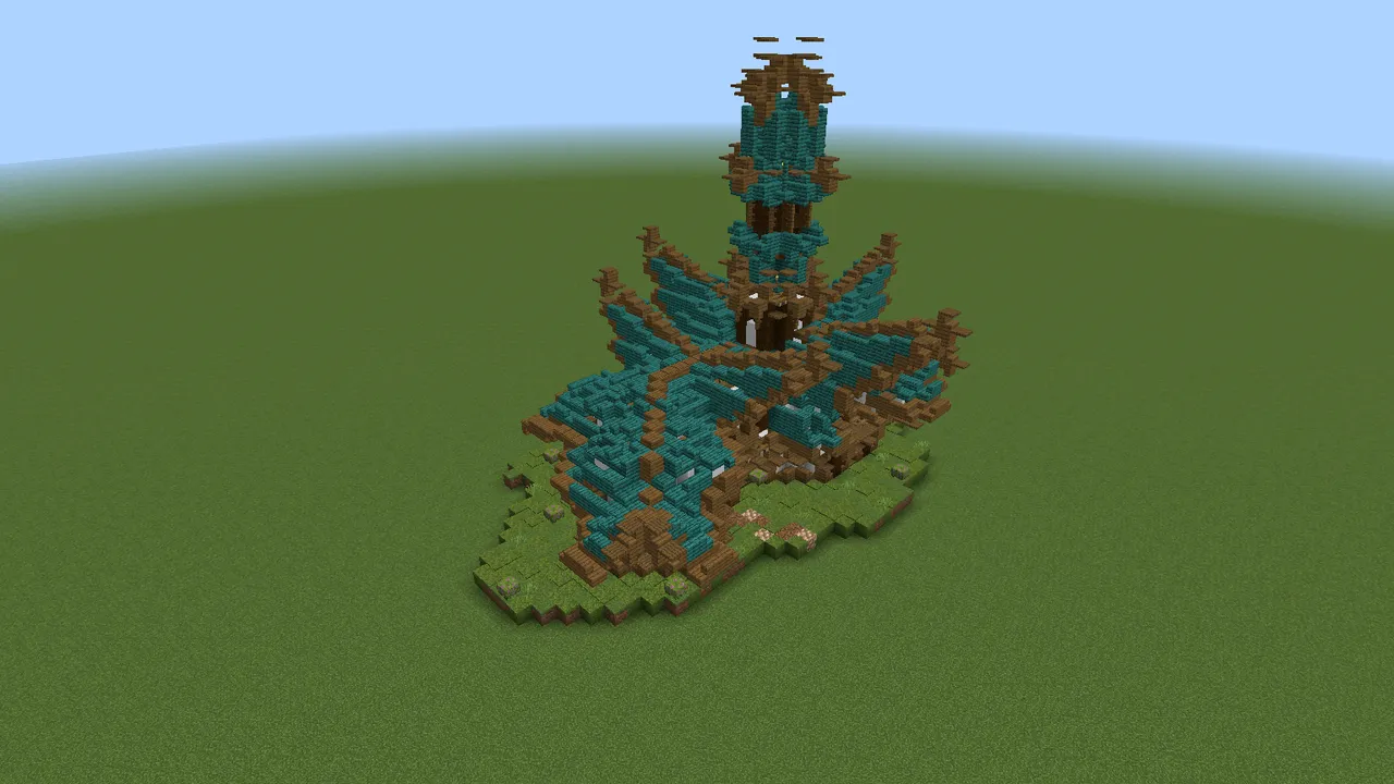 Teal Spire Cottage, fantasy house, seen from the front right