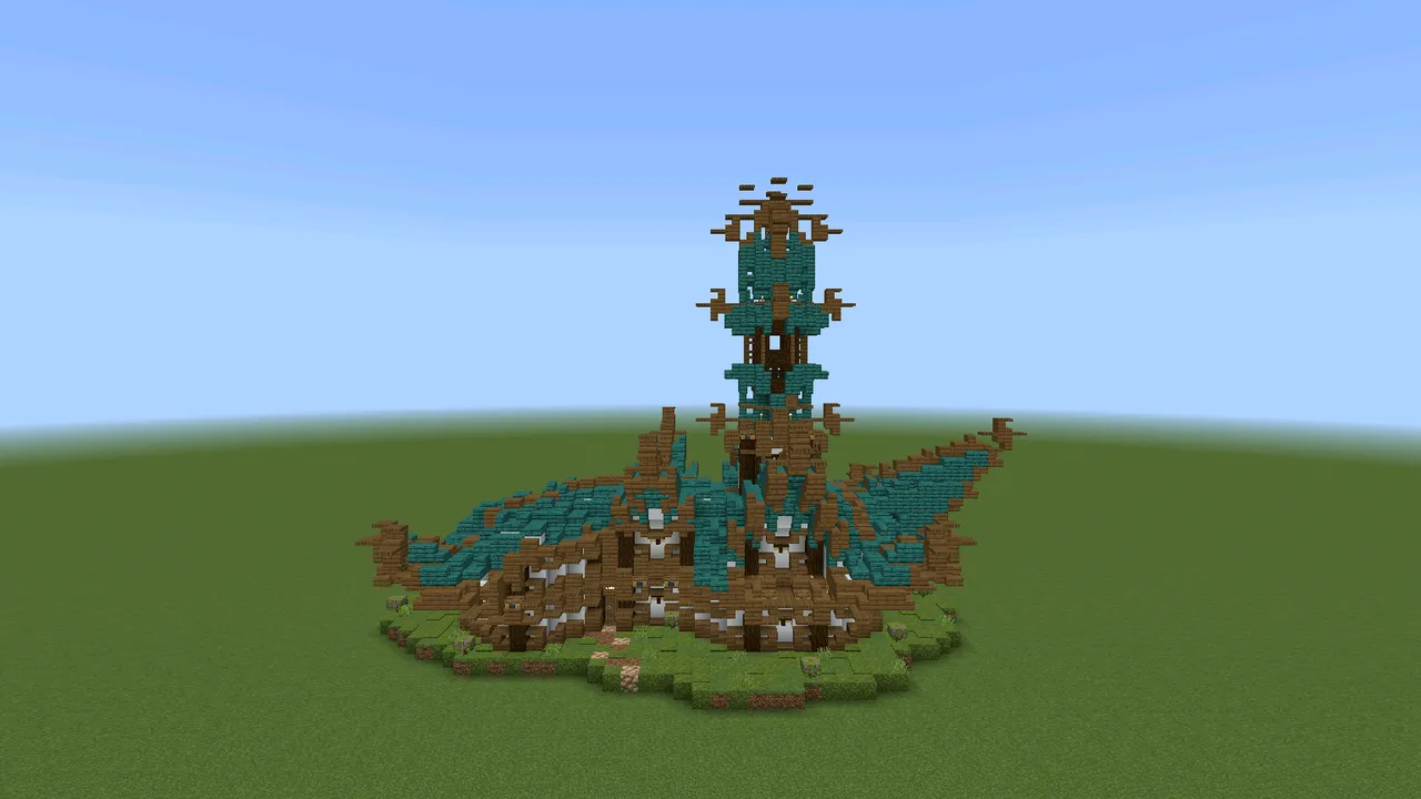 Teal Spire Cottage, fantasy house, at eye level from the front