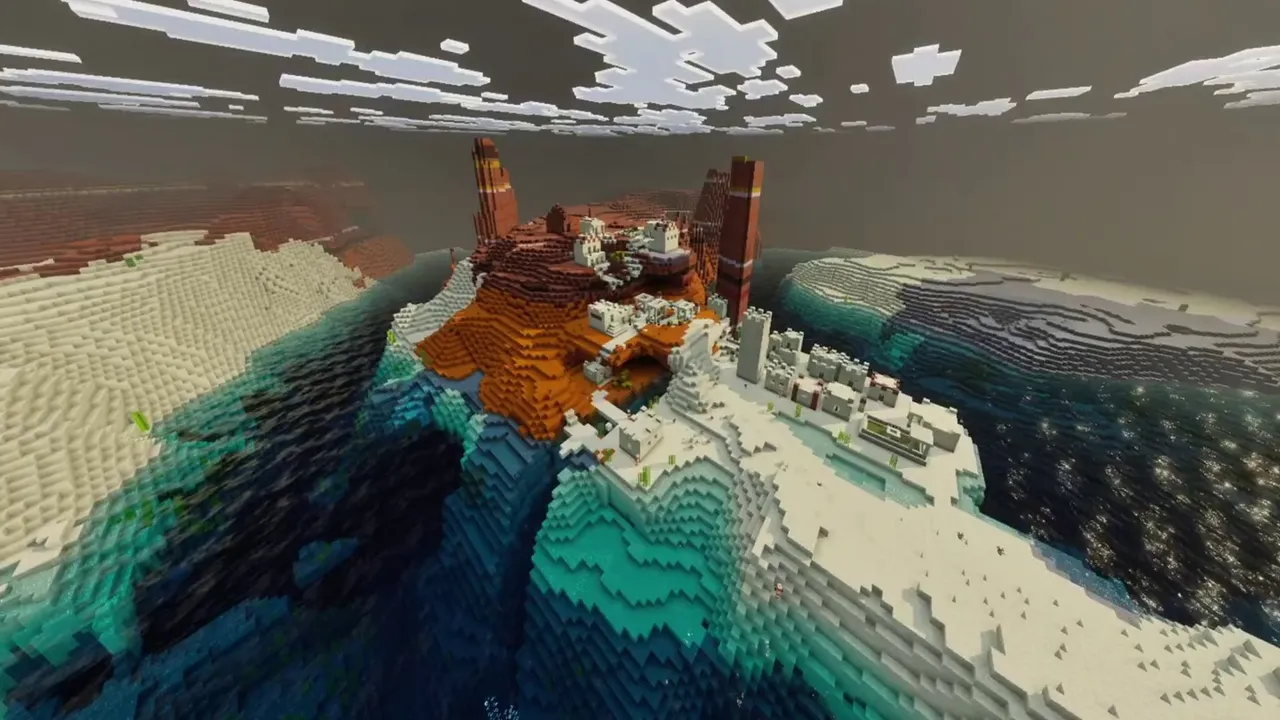 Badlands Coast Village: badlands coast village overview showing sandstone houses and red terracotta cliffs
