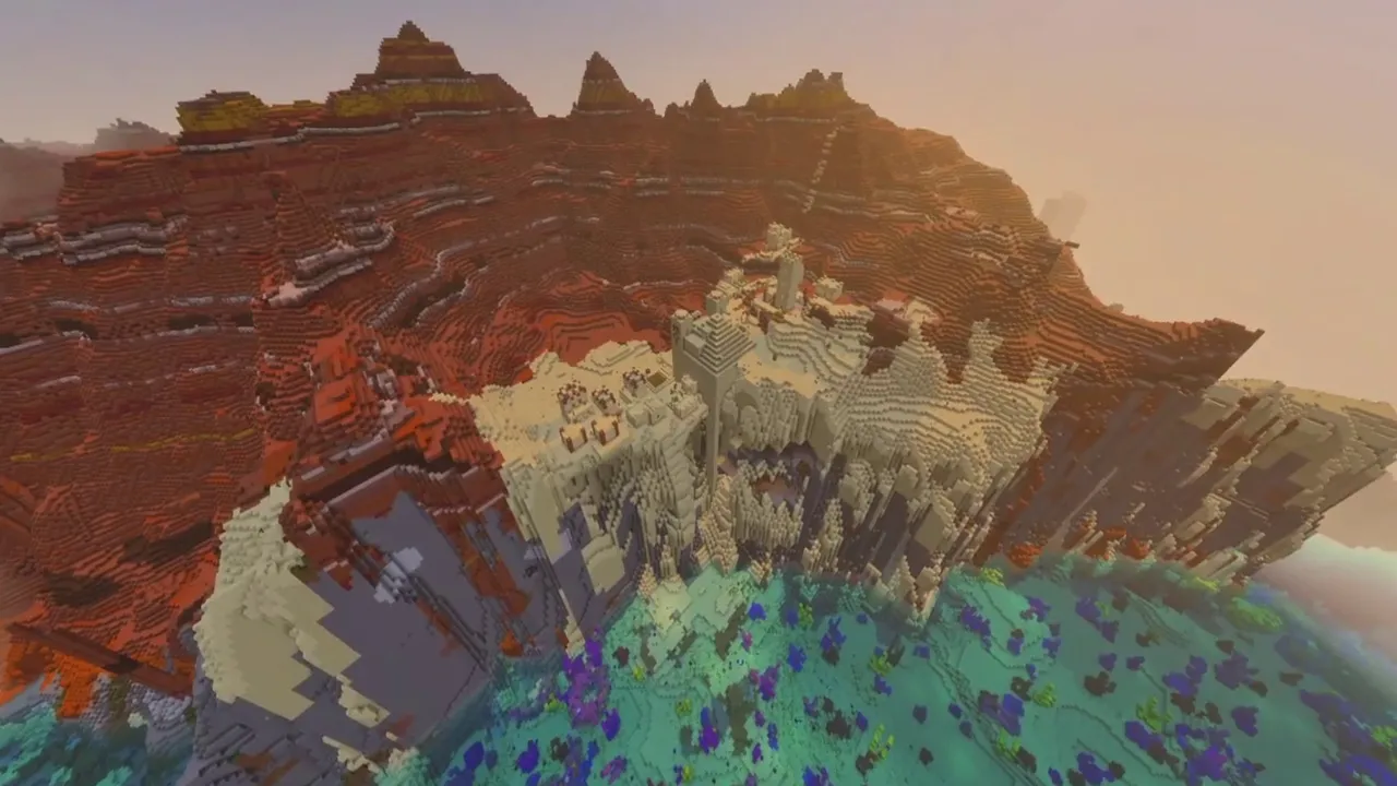 Badlands Temple Village: badlands temple village overview showing temple on terracotta cliff