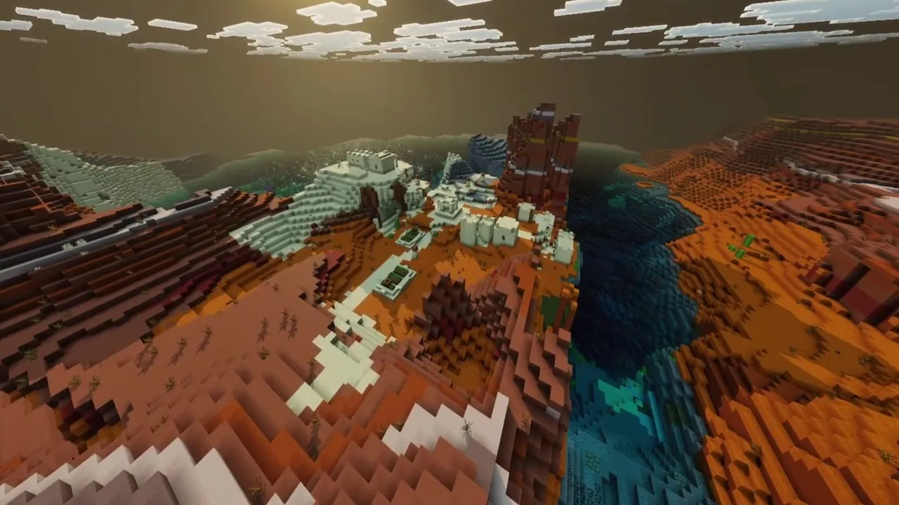 Canyon Bay Village: canyon bay village overview showing bay shoreline and terracotta bluffs