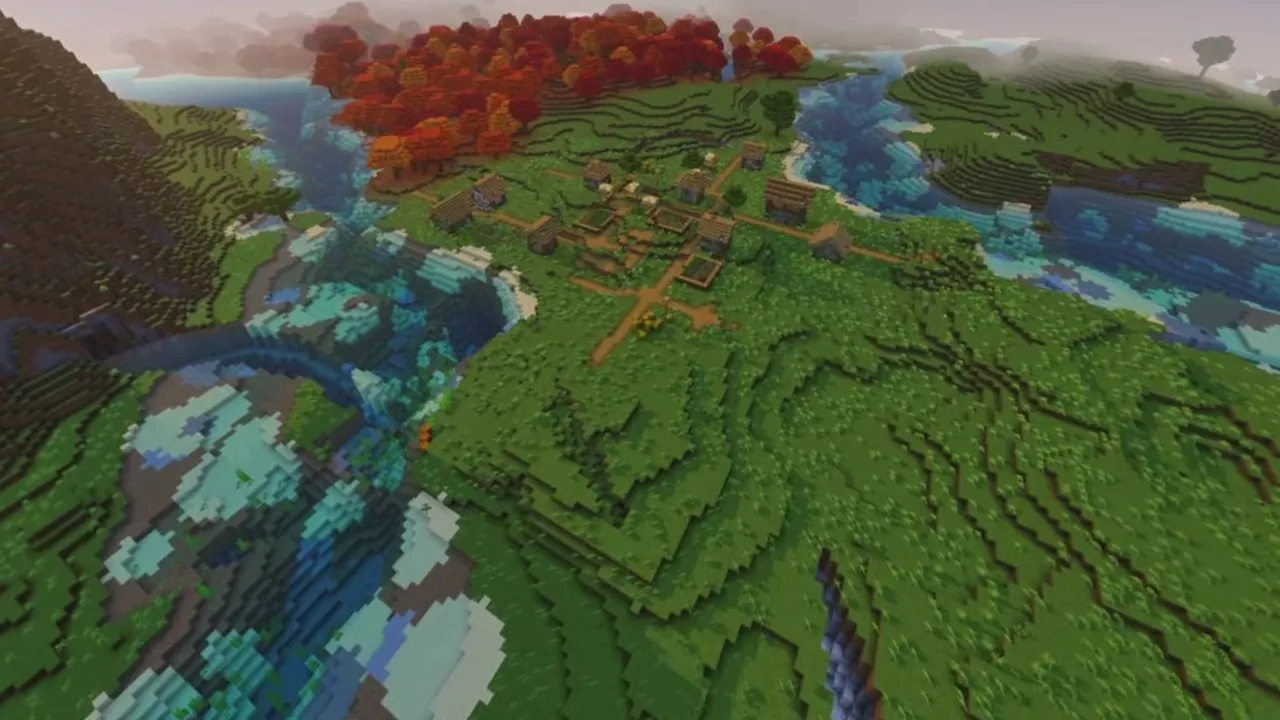 Redleaf Valley Village: closer view of central valley houses and small stream