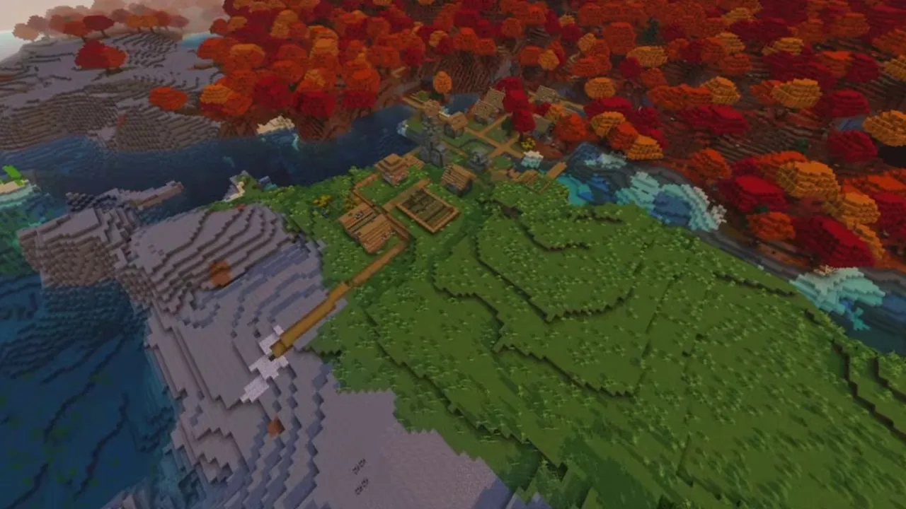 Autumn Ridge Village: closer view of houses on the ridge overlooking the bay
