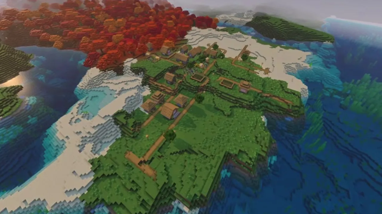 Redwood Coast Village: closer view of shoreline houses on rocky grass terraces