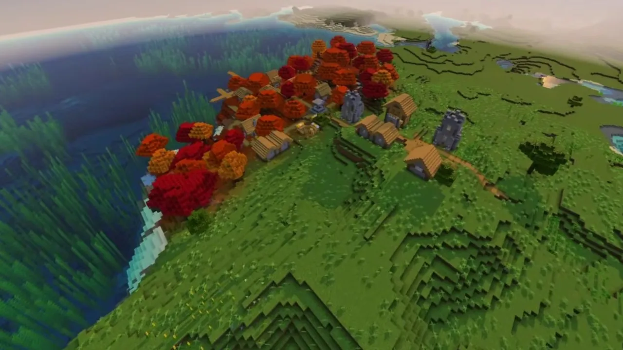 Redleaf Shore Village: closer view of waterfront houses and beachside crop fields