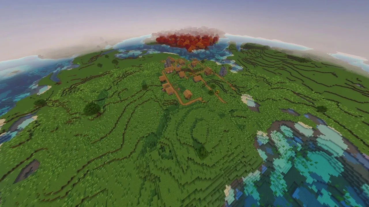 Open Plains Village: grassland village houses showing flat terrain and open horizon