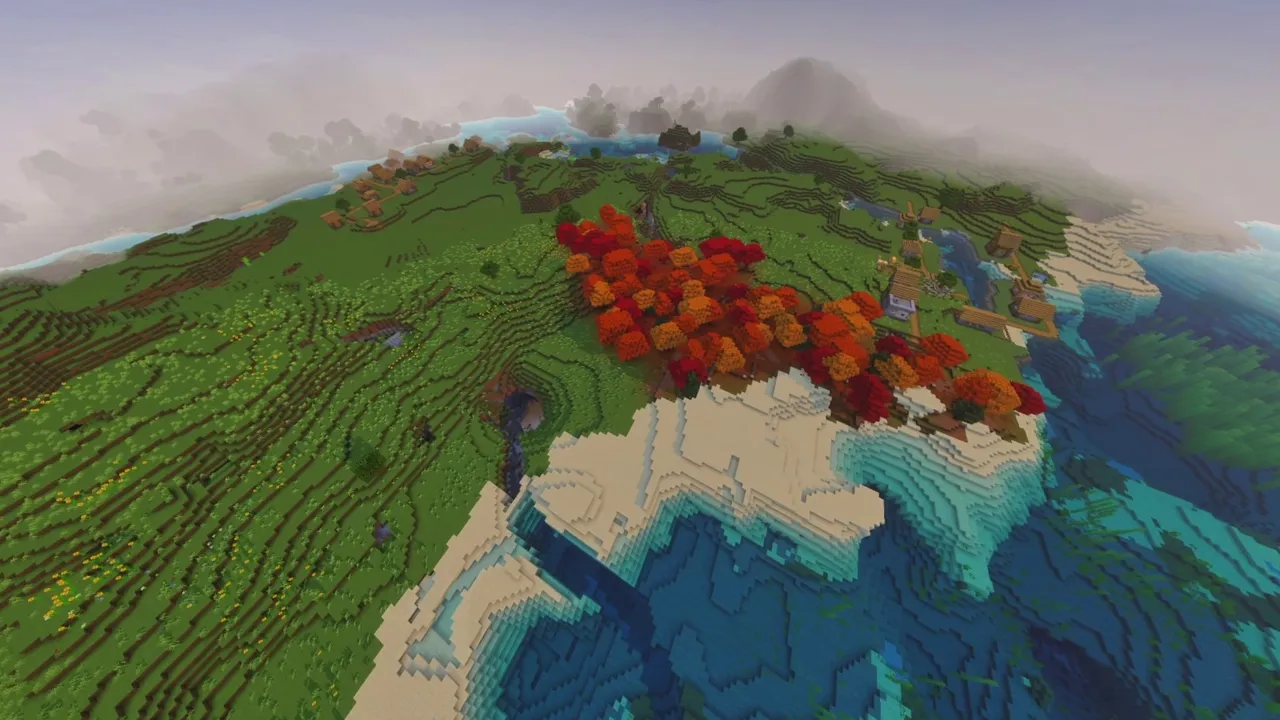 Red Grove Village: village houses showing open building terrain and red trees