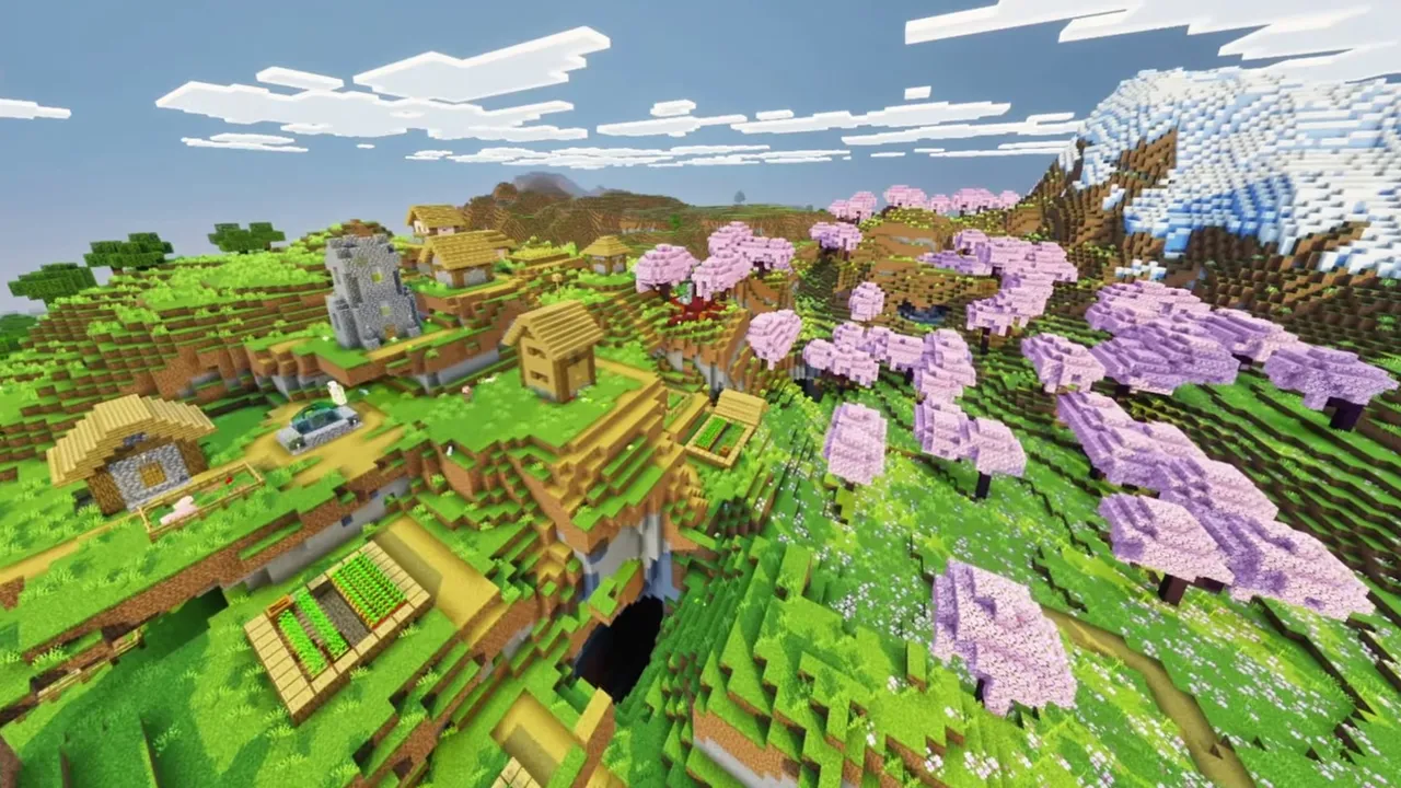Blossom Plateau Village: landscape of blossom plateau village with surrounding mountains and trees