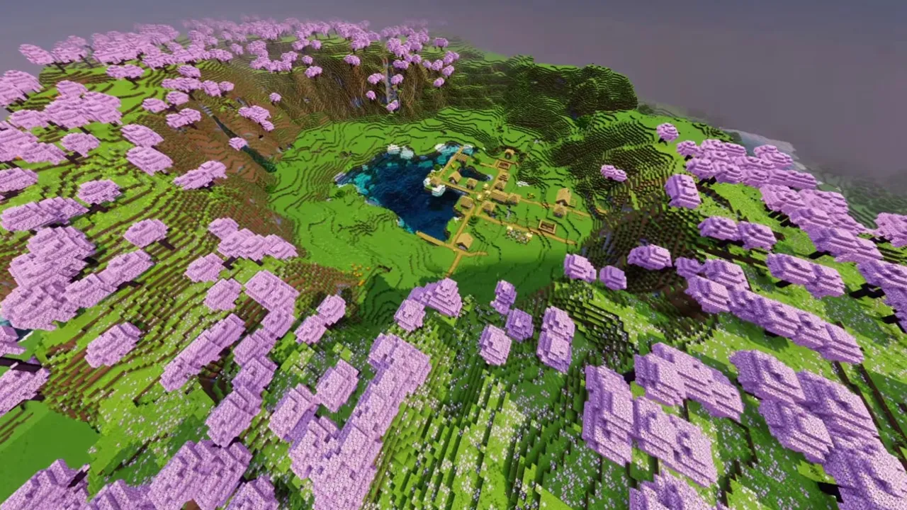 Hidden Sakura Basin: landscape of hidden sakura basin with surrounding mountains and trees