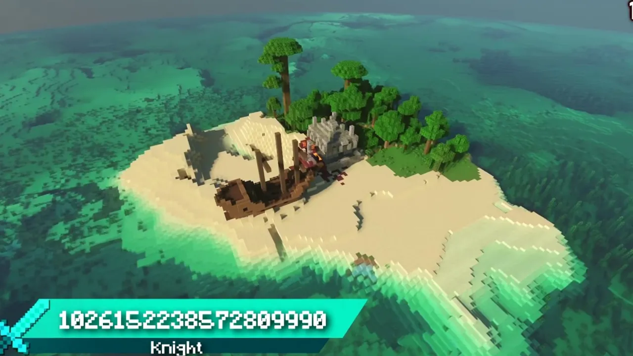 Jungle Beach Shipwreck Adjacent to Deep Coral Reefs: Jungle island sandy spit with stranded shipwreck beside coral shallows