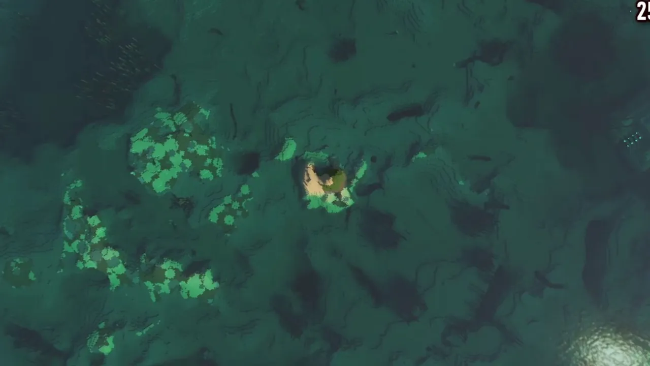 Desert Sandbar Atoll Enclosed by a Coral Shelf: Submerged coral reef formations under clear teal ocean water