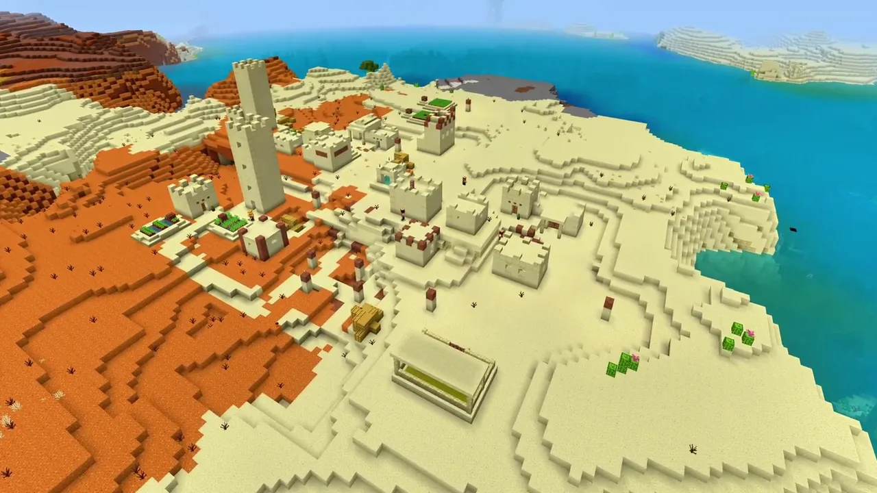 Warm Shore Desert Village: Sandstone buildings along an ocean shoreline