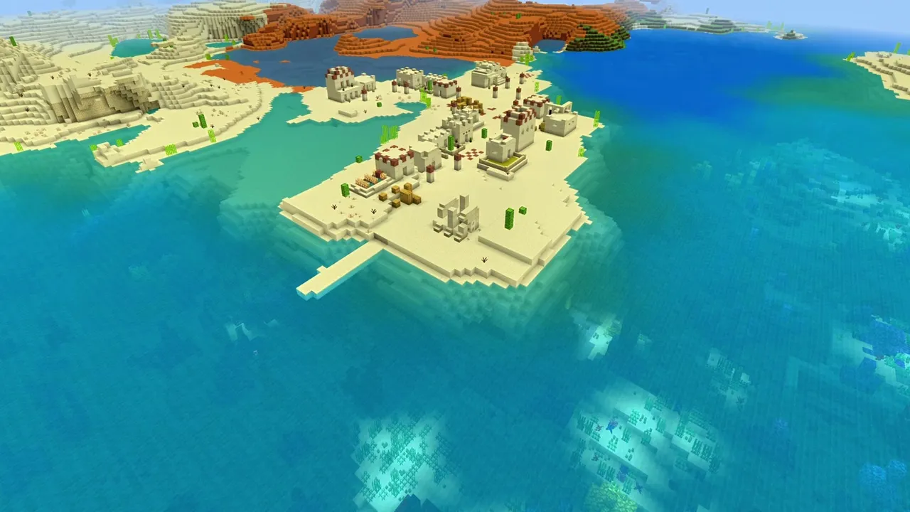 Coastal Sand Village: Sandstone village meeting ocean water