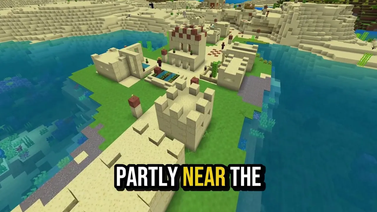 Waterside Temple Desert Village: Waterfront desert village with a nearby temple
