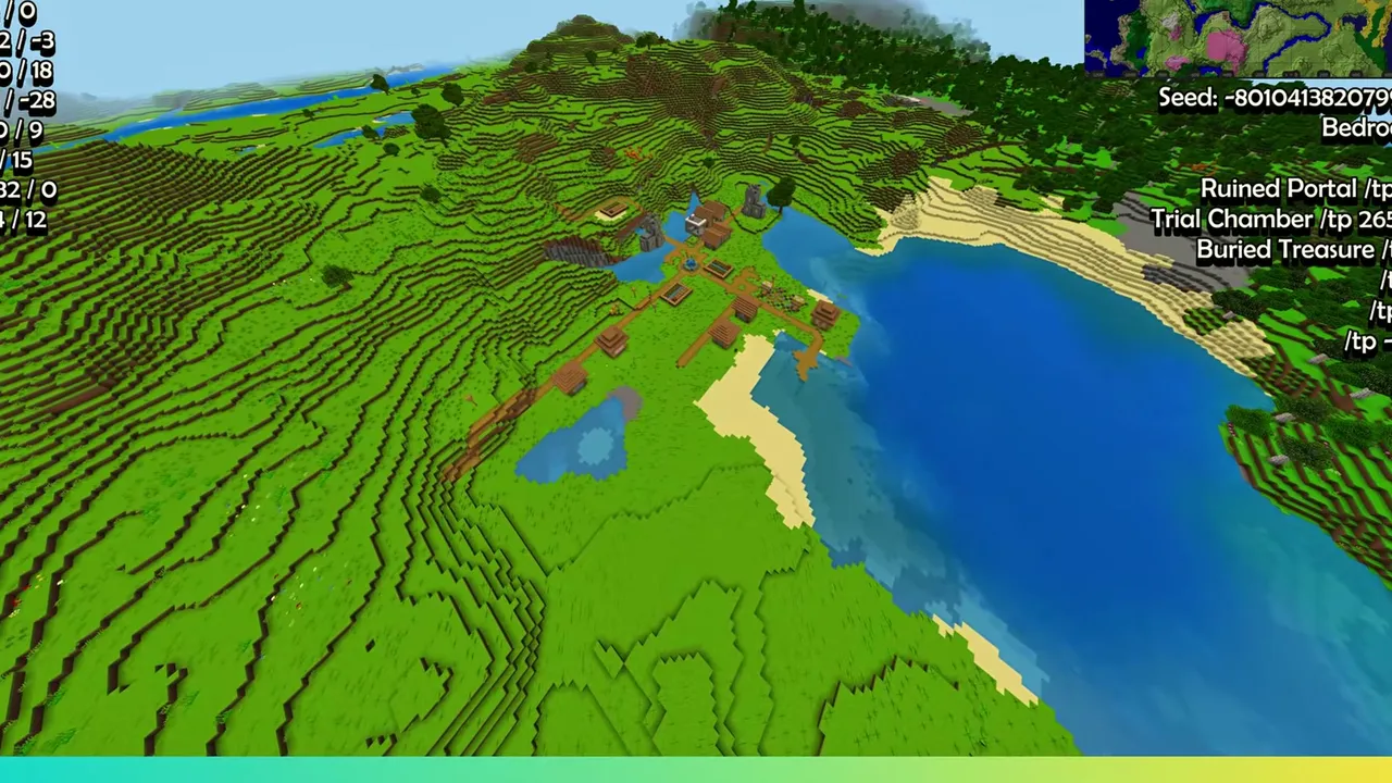 River Bank Diamond Tunnel: village crops along a calm river bend