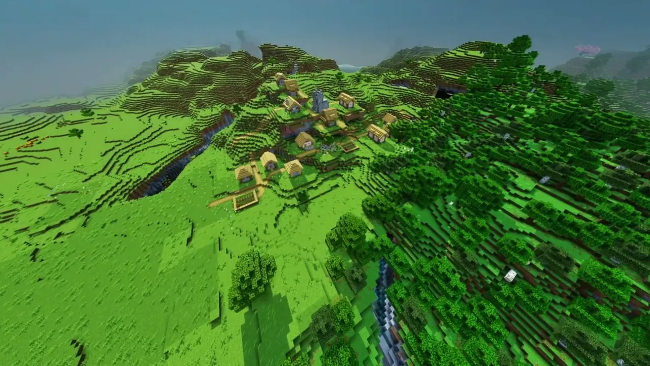Forest Double Village: double village bordering a dense oak forest clearing