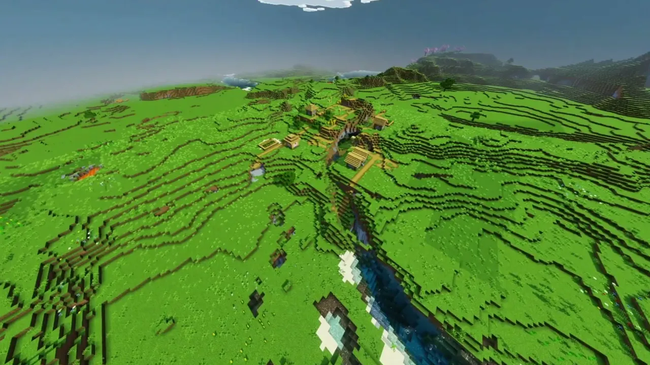 Connected Riverfront Villages: wooden paths and crop fields bordering the river banks