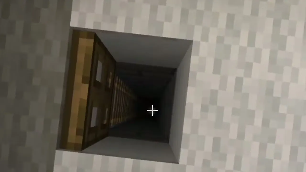 Frozen River Village and Basement Igloo: Open trapdoor and stone brick ladder shaft inside the snow igloo