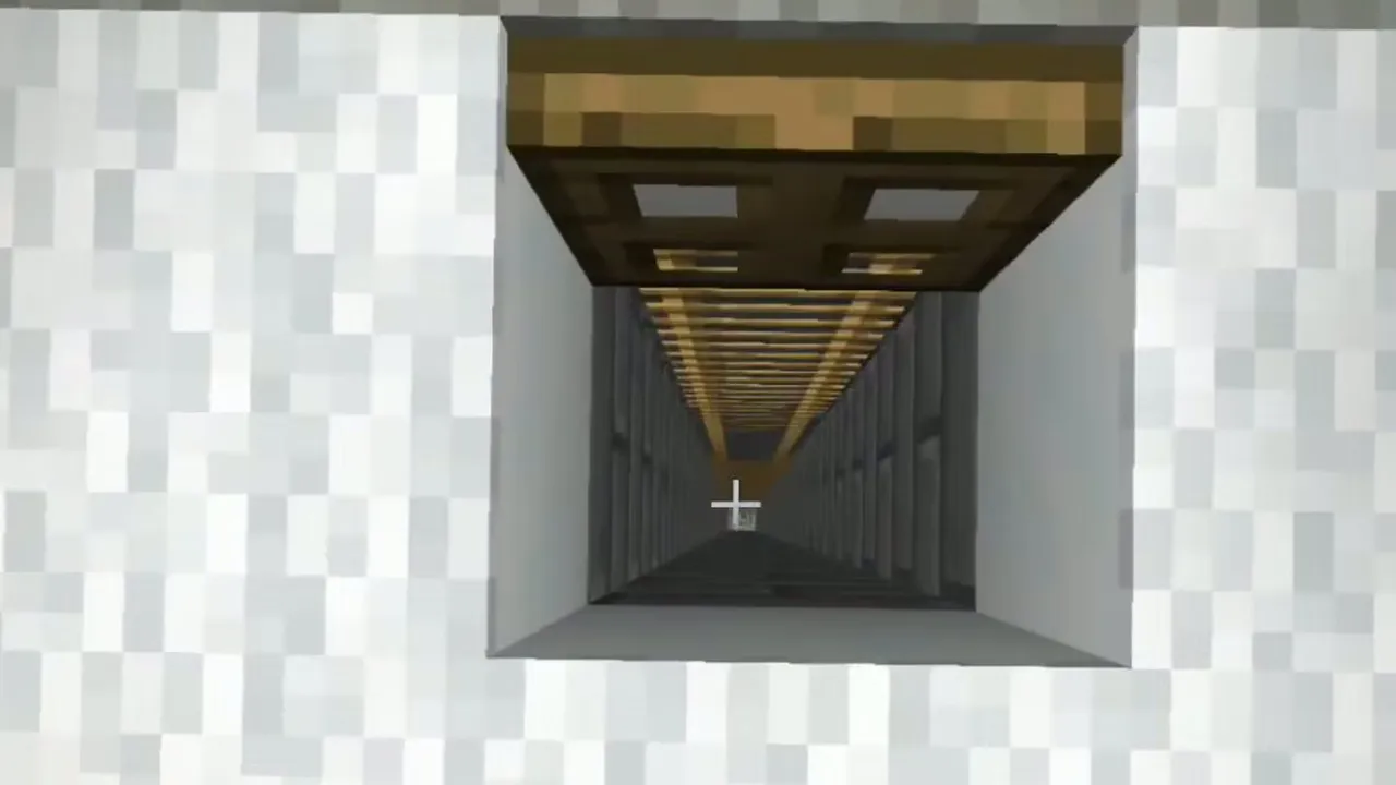 Snowy Mountain Peak Igloo and Valley Village: Open wooden trapdoor and stone brick ladder shaft inside the mountain igloo