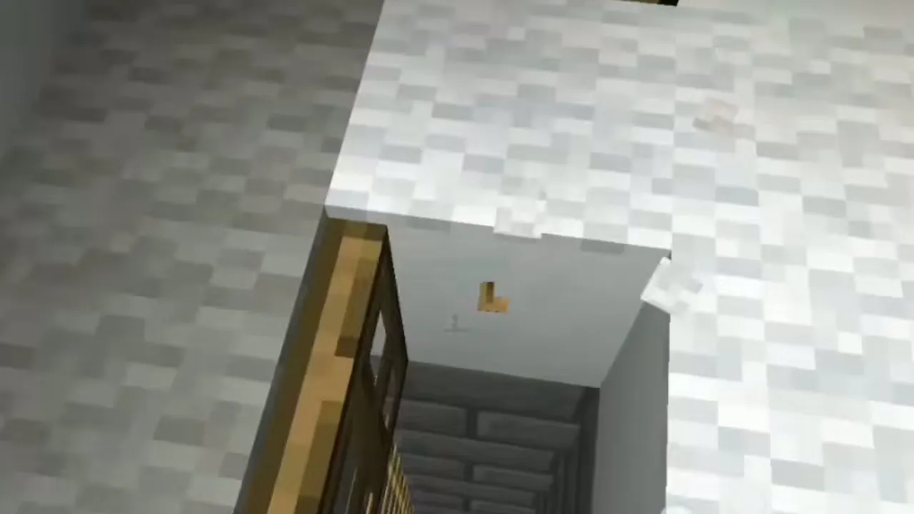 Frozen River Town, Ice Spikes, and Basement Igloo: Open wooden trapdoor and stone brick basement shaft with a torch inside the igloo