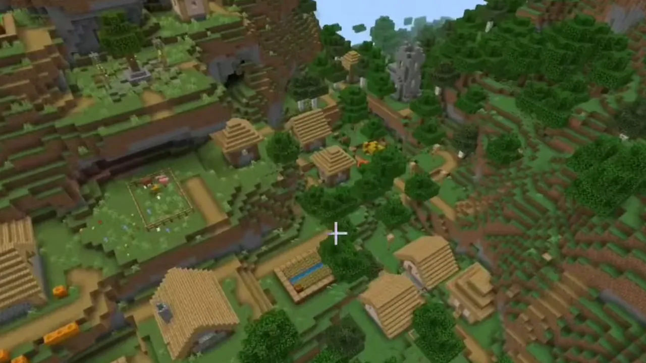 Terraced Hillside Village and Mountain Igloo: Plains village houses and farm plots built along a green terraced hillside