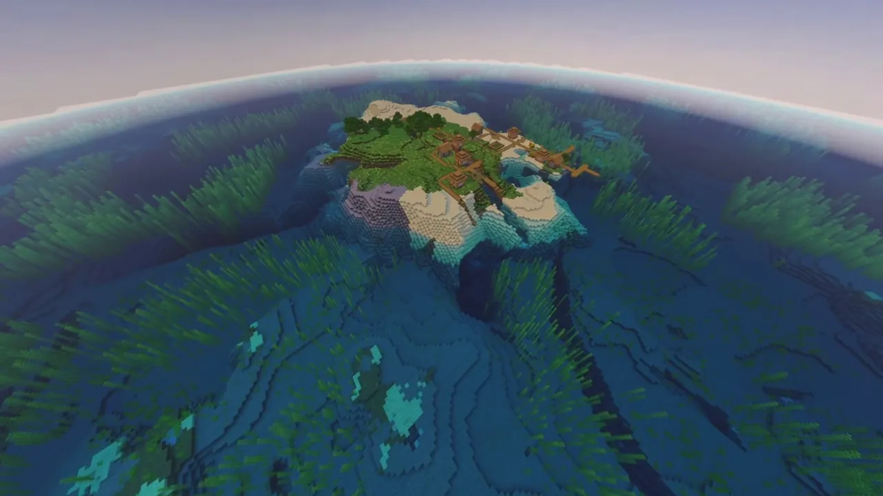 Ridge Island Settlement: Houses along an island ridge spine