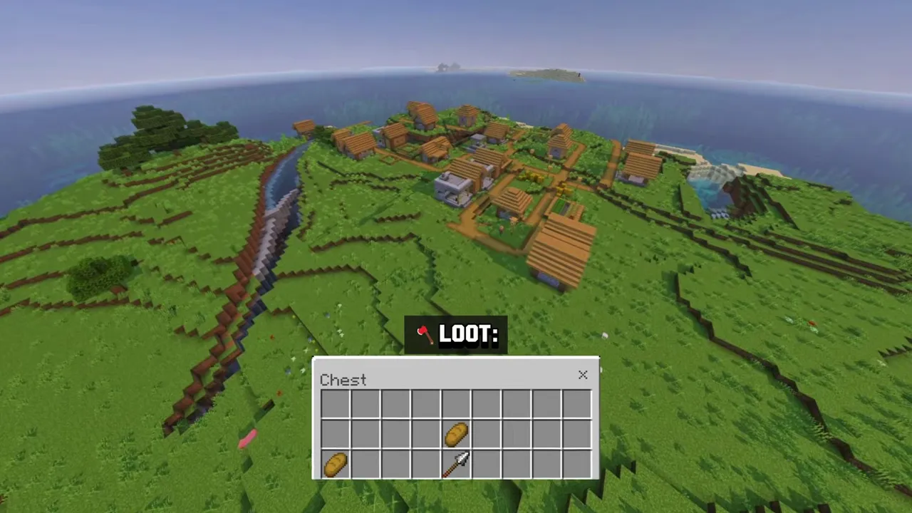 Small Plains Island Village: Plains village houses and gardens on an island