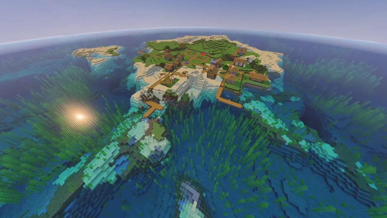 Low Island Plains Settlement: Village cabins and crop patches on flat ground