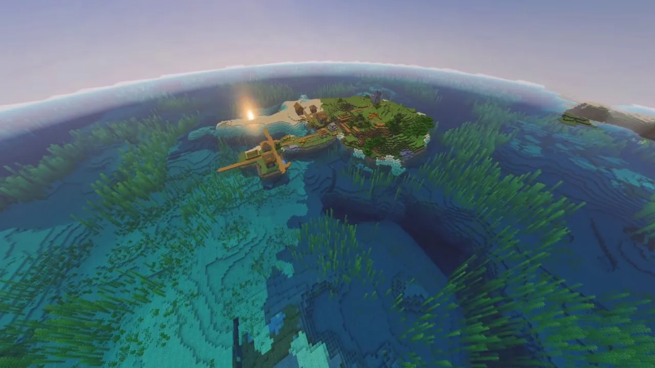 Lagoon Village Island: Village framing a central island lagoon