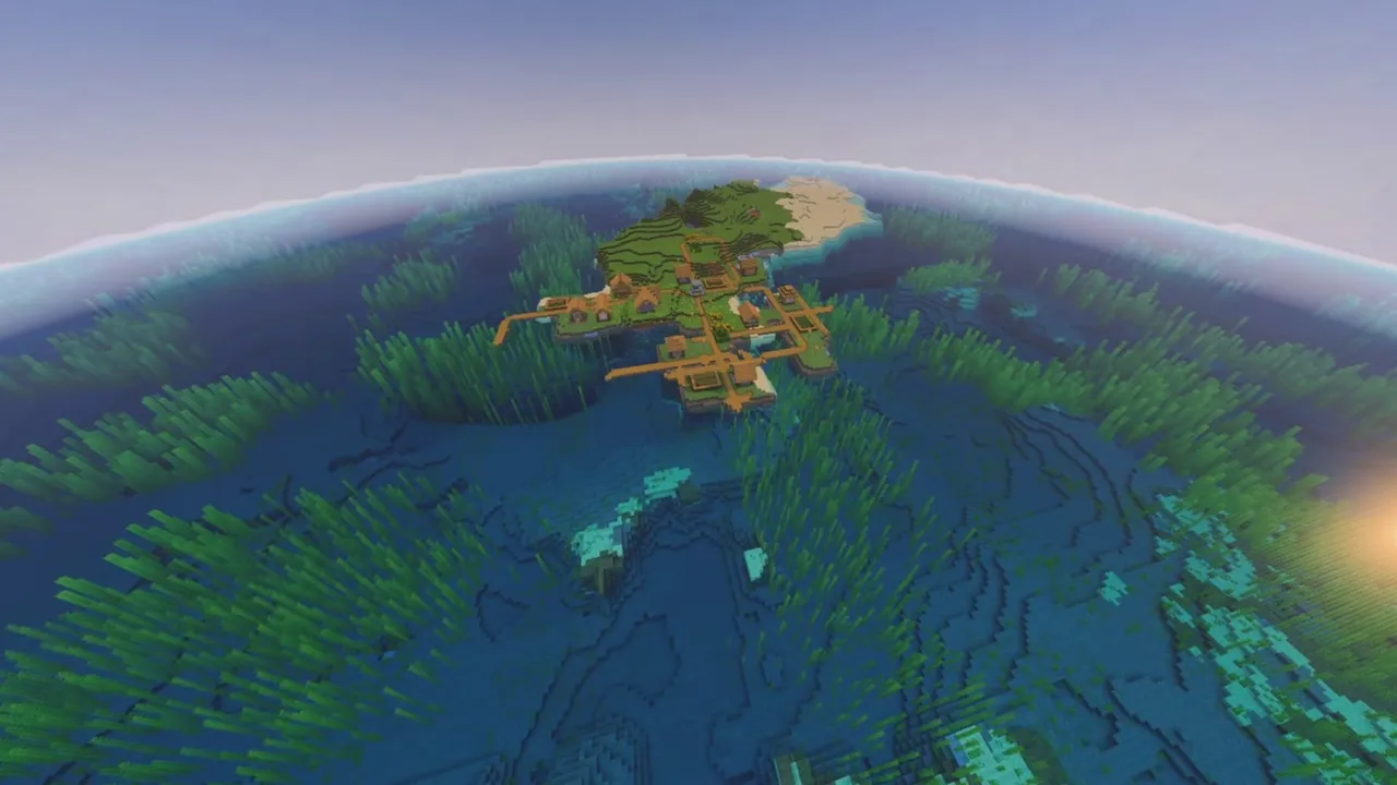 High Island Plains Settlement: Village houses on the upper slope of an island