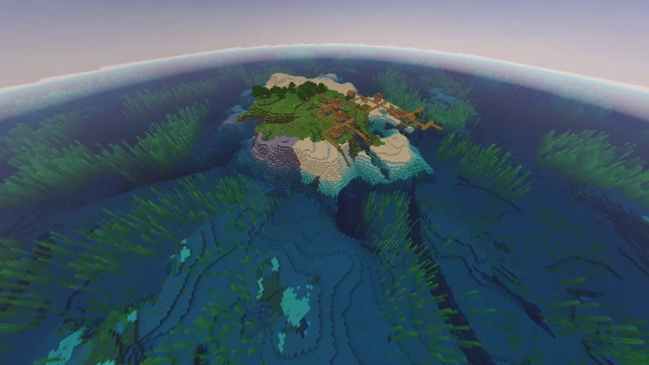 Ridge Island Settlement: Village paths leading down to the water