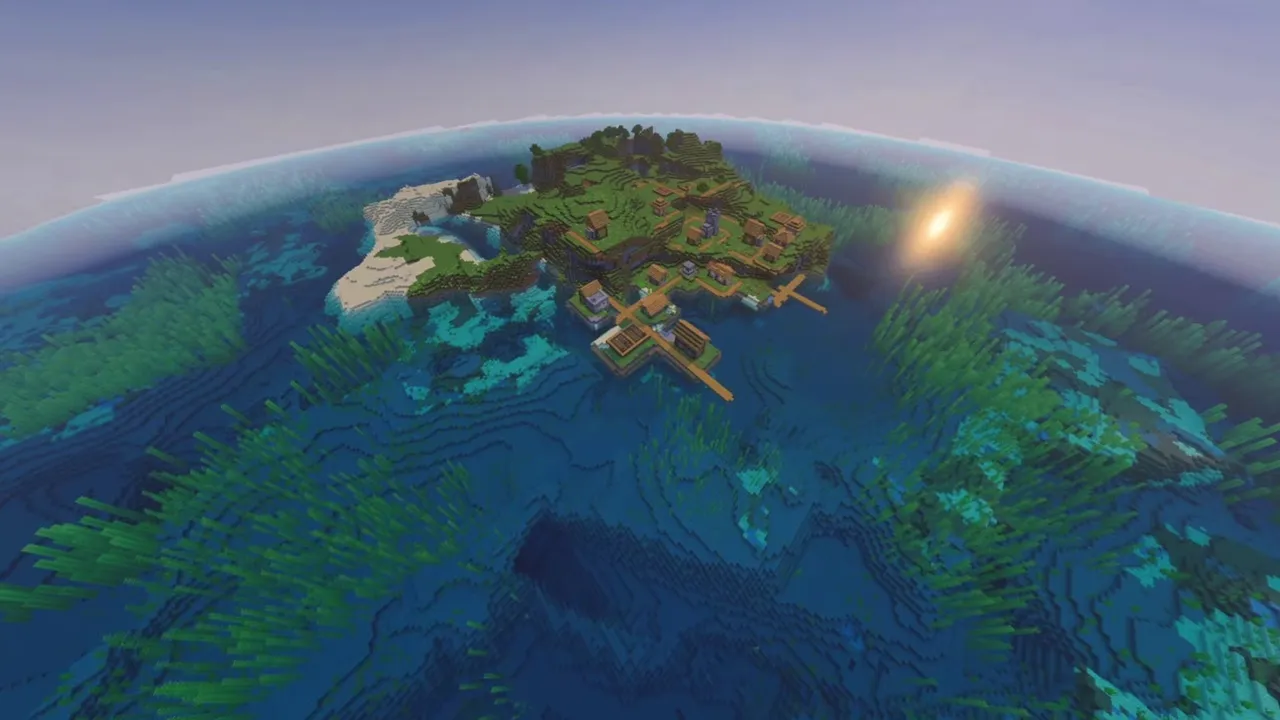 Sandy Beach Island Settlement: Village settlement situated on a sandy island