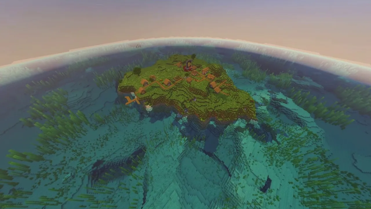 Secluded Inlet Village Island: Village situated along an island inlet