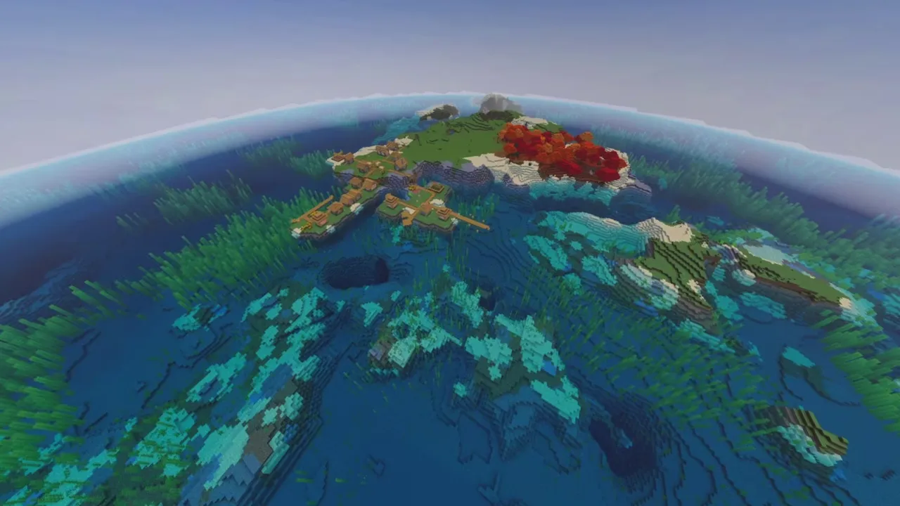 Dappled Island Settlement: Village surrounded by dappled forest on an island