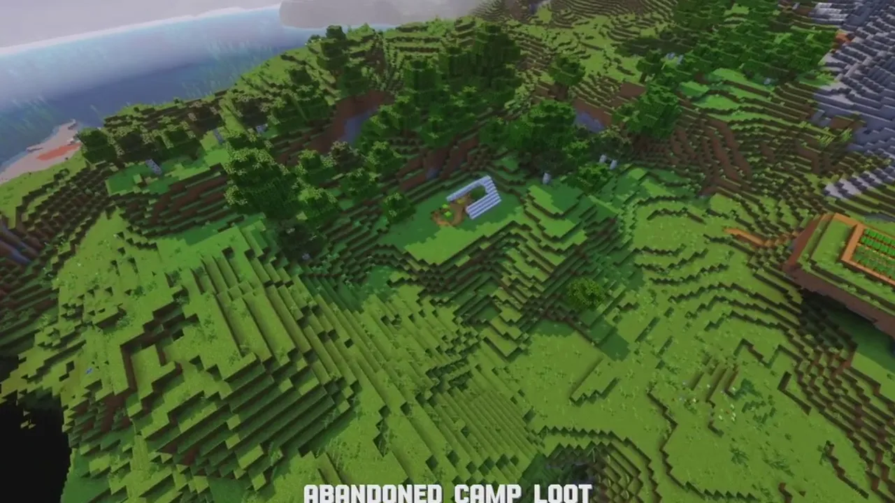 Mountain Forest Clearing Village: forest trails winding between village homes on the hillside