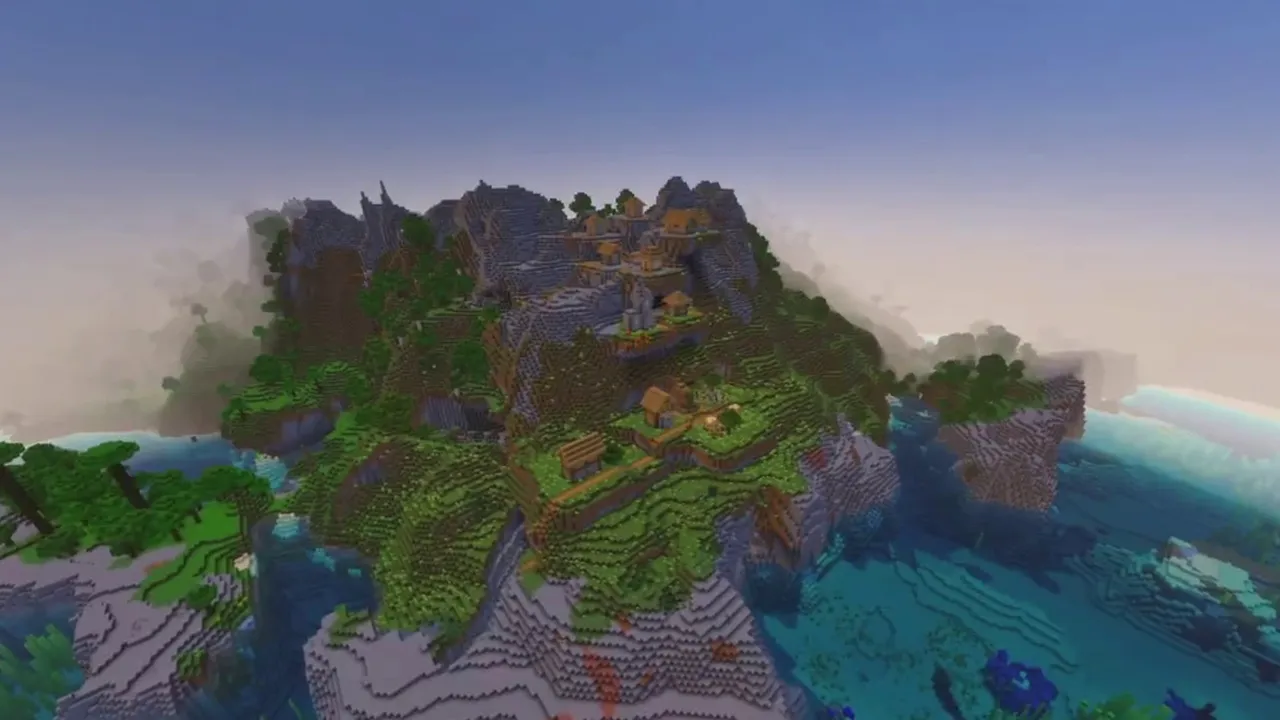 Massive Mountain Village: large settlement spanning from the mountain base to upper peaks