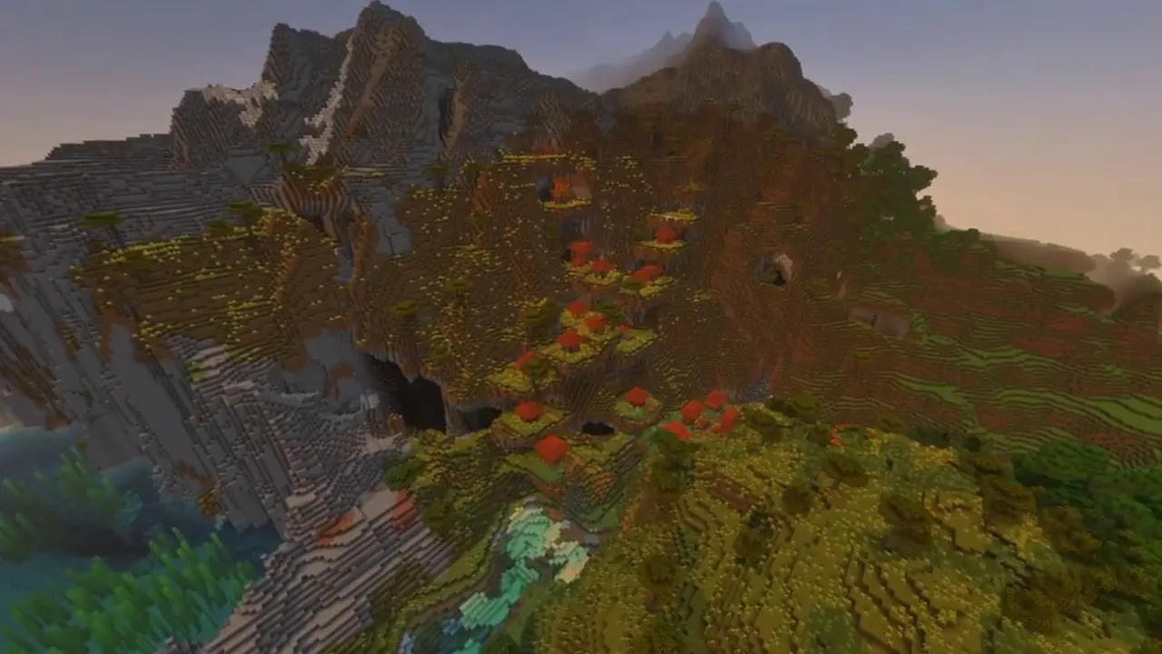High Cliffside Village: paths running along the water below towering rock faces