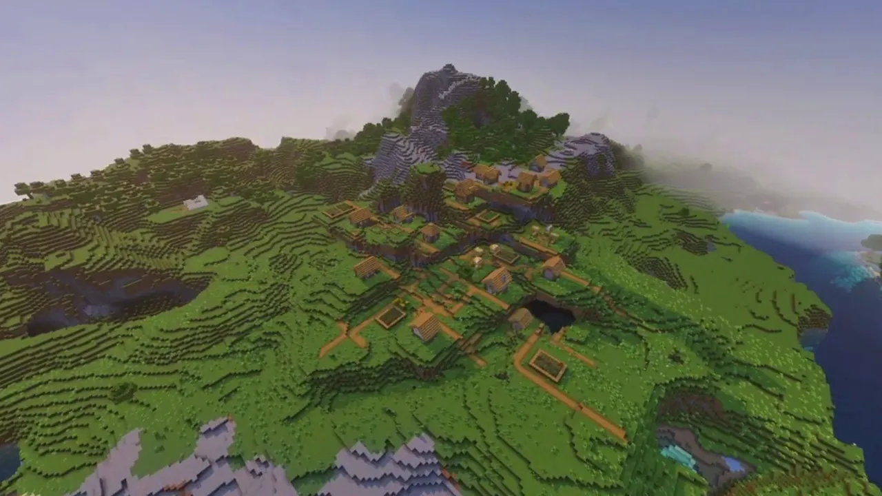 Mountain Forest Clearing Village: timber cabins grouped in a high mountain pine clearing