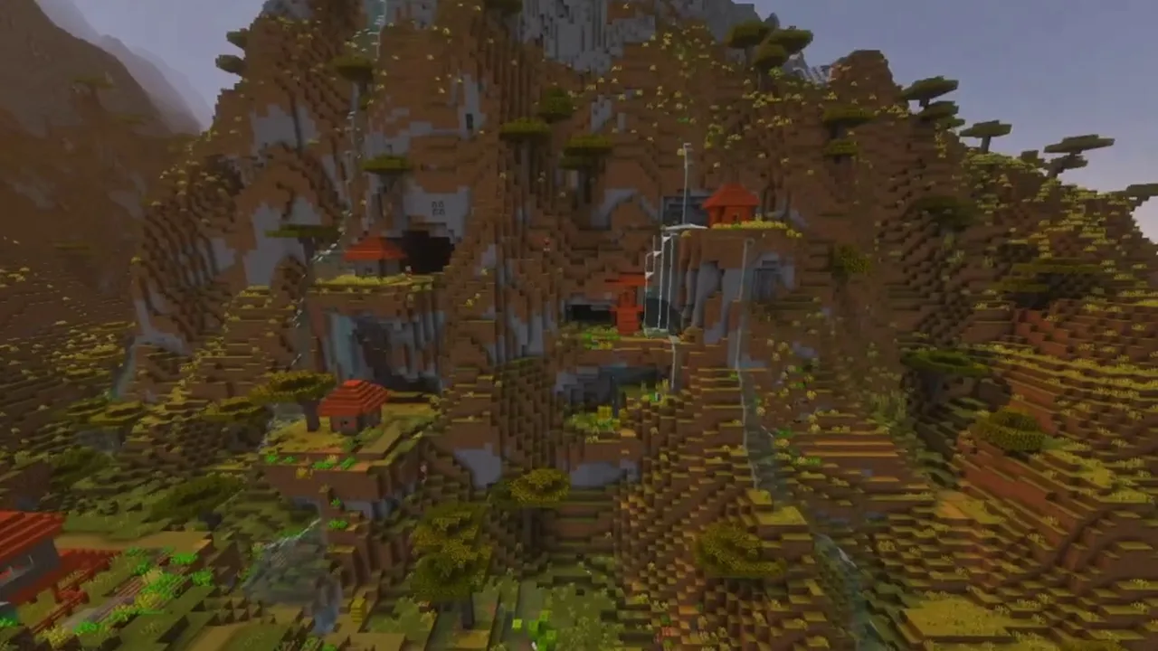 Ledge Village on High Peaks: valley creek flowing beneath towering mountain ridges
