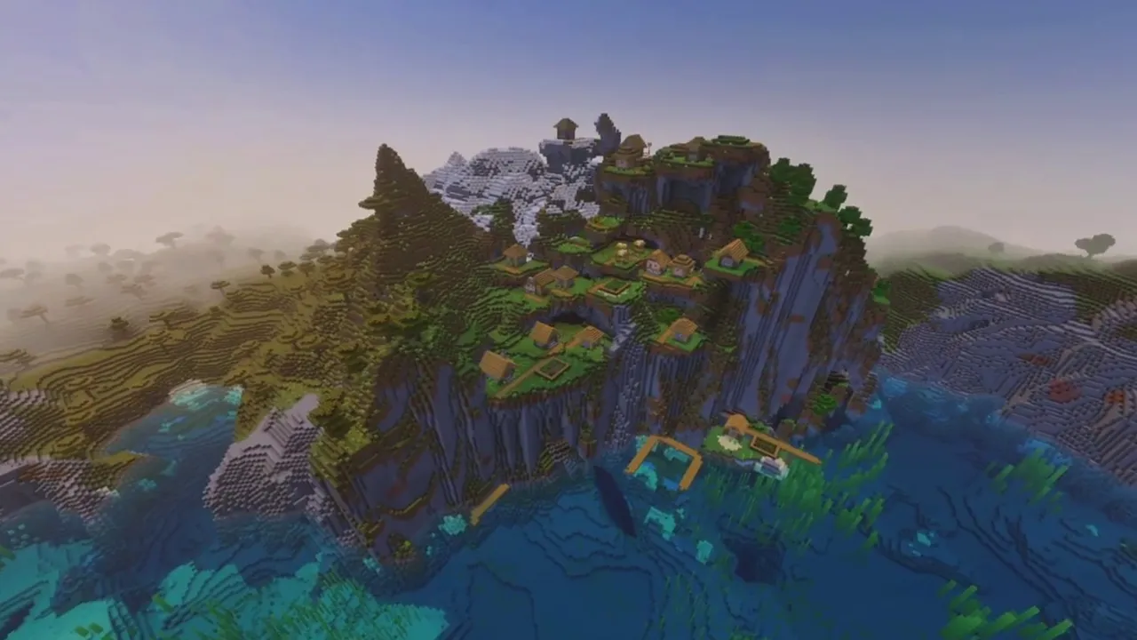 Coastal Mountain Village: village built along a coastal slope with mountain summits behind
