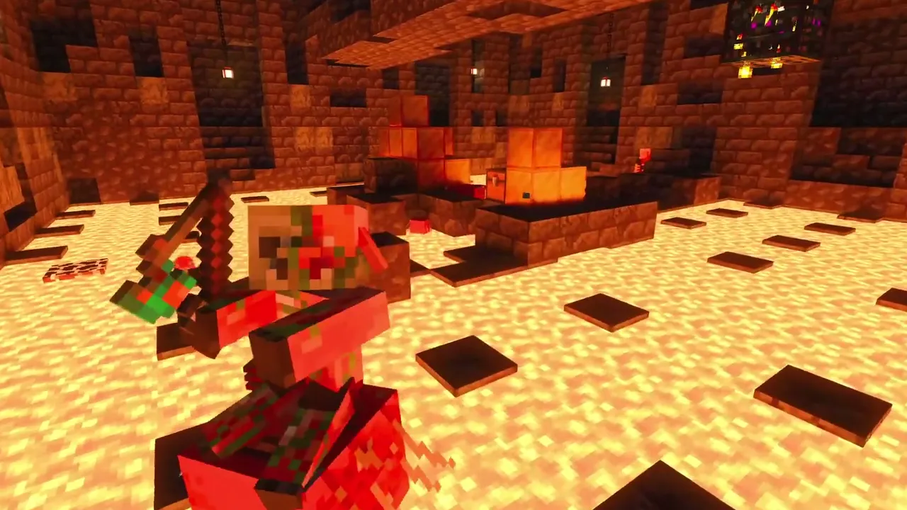 Fortress Linked to Treasure Room Bastion: Exposed nether wart garden inside an open brick stairway
