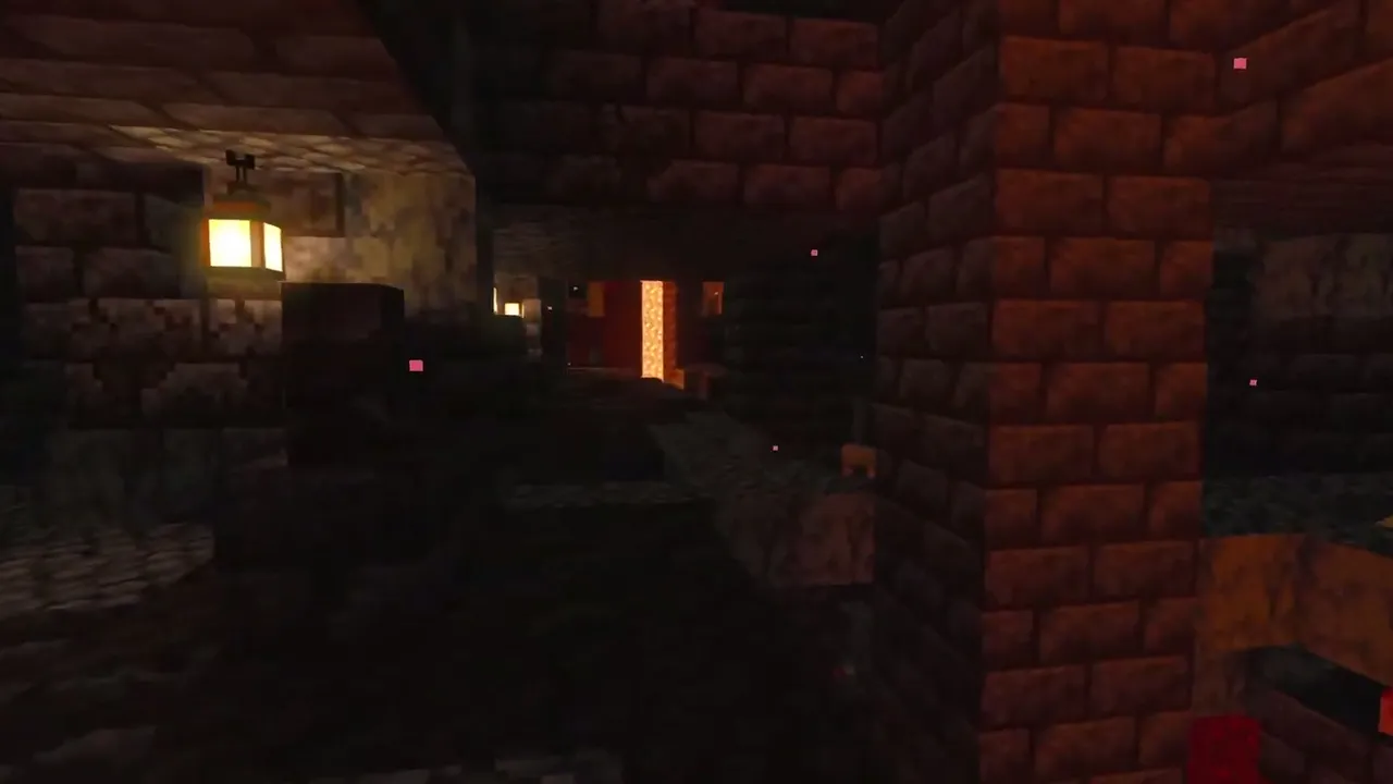 Bastion Merged Inside Nether Fortress: Fortress bridge merging directly into a bastion courtyard