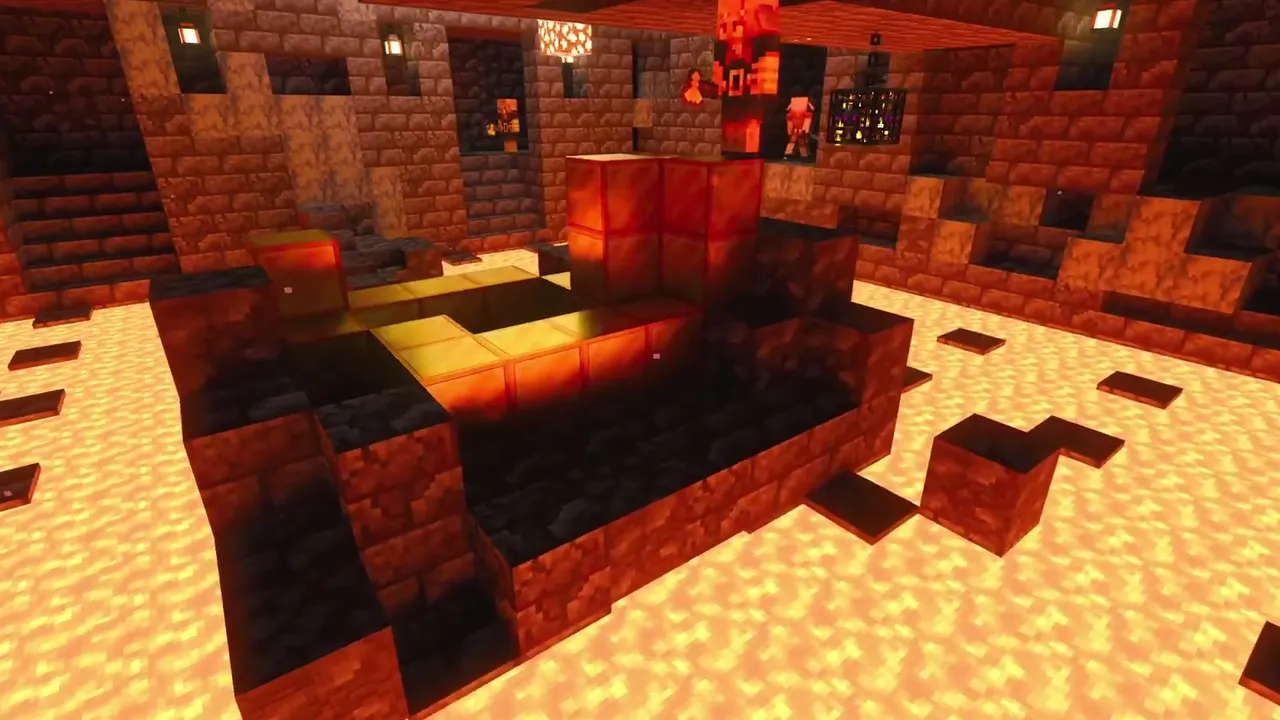 Bastion Merged Inside Nether Fortress: Nether brick corridors cutting straight through blackstone bastion walls